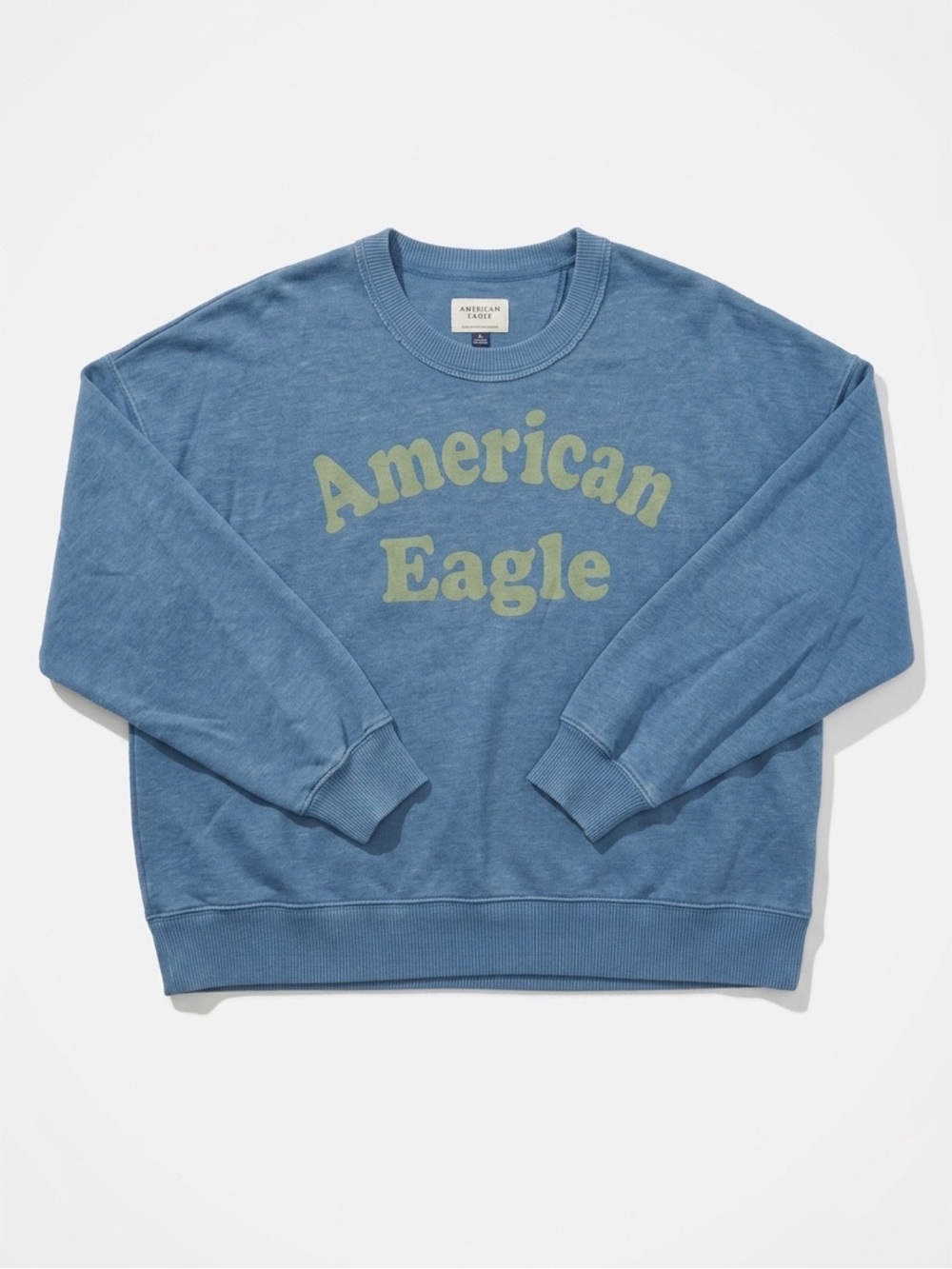 American Eagle Graphic Crewneck Sweatshirt Blue Green Logo L